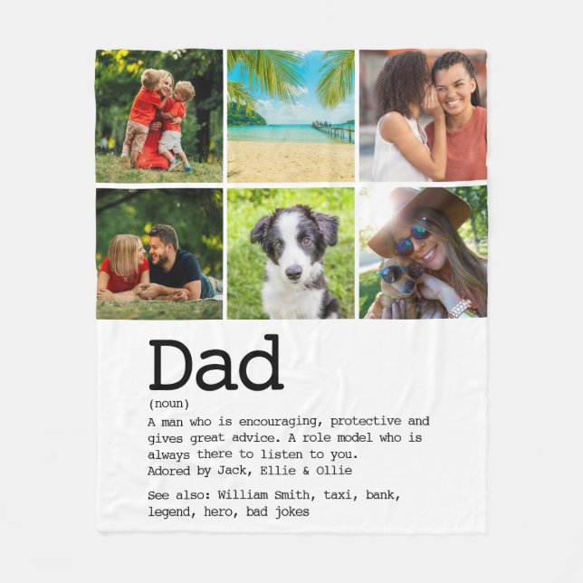 Personlig Pappa Definition Photo Collage Fleecefilt (Framsidan)