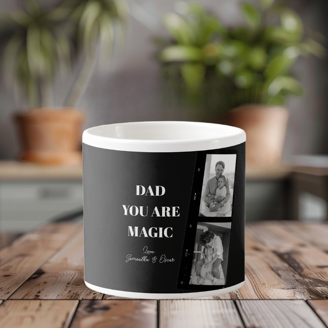 Personlig "Pappa du är magisk" två foto av Far Espressomugg (Skapare uppladdad)