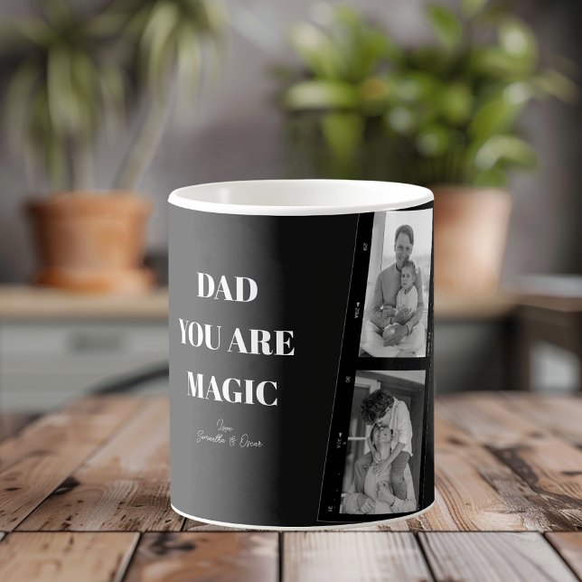 Personlig "Pappa du är magisk" två foto av Far Kaffemugg (Skapare uppladdad)