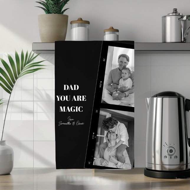 Personlig "Pappa du är magisk" två foto av Far Kökshandduk (Skapare uppladdad)