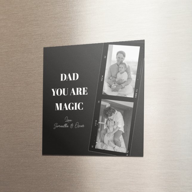 Personlig "Pappa du är magisk" två foto av Far Magnet (Skapare uppladdad)