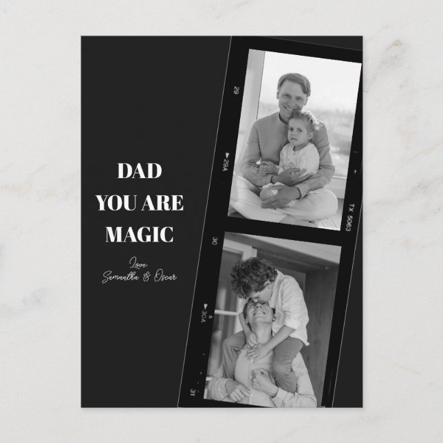Personlig "Pappa, du är magisk" Två pappor Foto Vykort (Framsida)