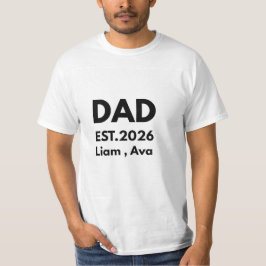 Personlig pappa EST 2026 T-Shirt med barns namn