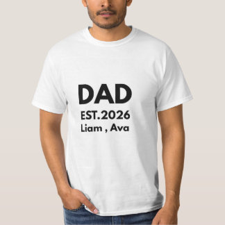 Personlig pappa EST 2026 T-Shirt med barns namn