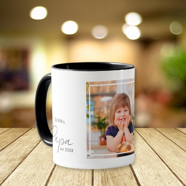 Personlig Pappa Est Year Grandkid Namn Photo Mugg (Personalized Papa Est Year Grandkid Name Photo Mug)
