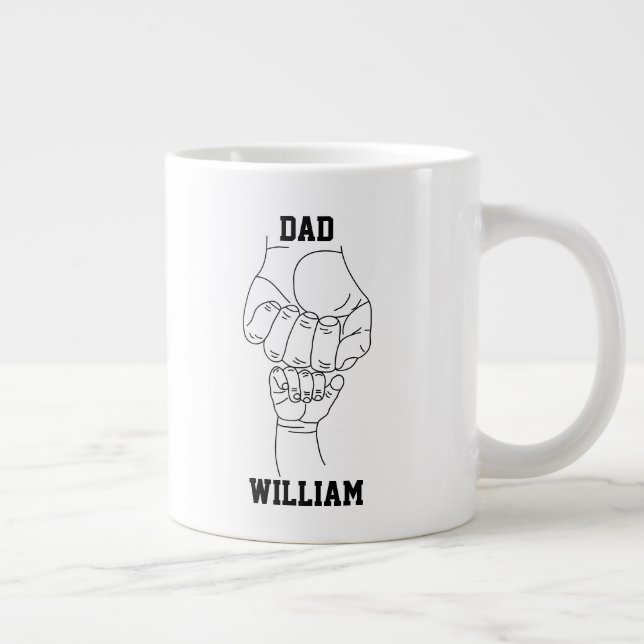 Personlig Pappa Far pappa Gift med Barn Namn Jumbo Mugg (Höger)
