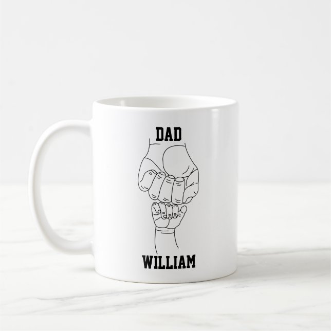 Personlig Pappa Far pappa Gift med Barn Namn Kaffemugg (Vänster)