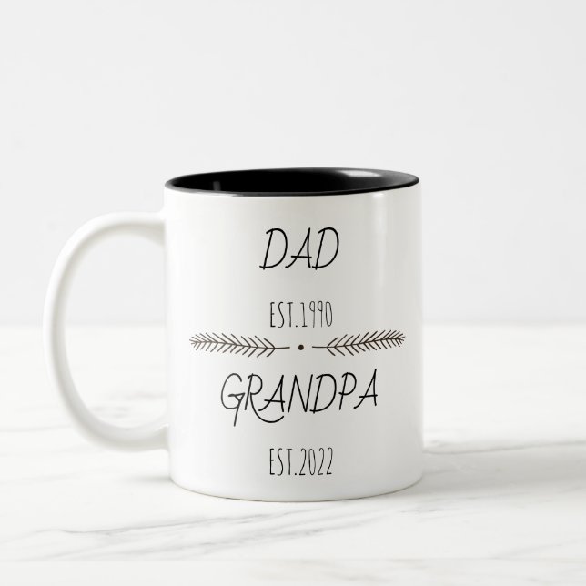 Personlig Pappa Grandpa Est Anpassningsbar Year Två-Tonad Mugg (Vänster)