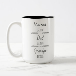 Personlig Pappa Grandpa Est Anpassningsbar Year Två-Tonad Mugg
