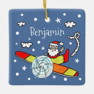 Personlig Pappa jul Jultomten flygplan Julgransprydnad Keramik