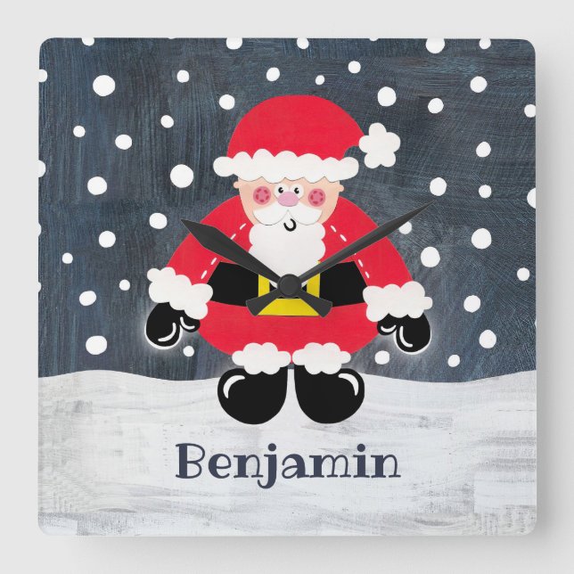 Personlig Pappa jul Jultomten Fyrkantig Klocka (Framsida)