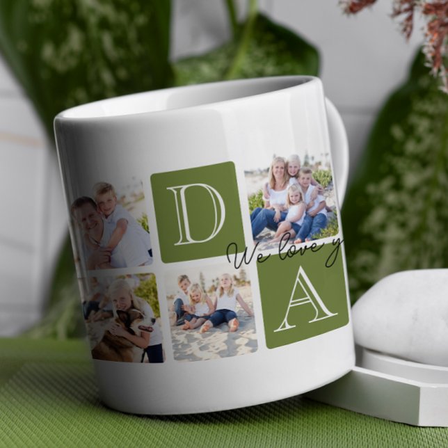Personlig Pappa Kärlek 7 Fotokollage Kaffemugg (Celebrate Dad with a timeless and elegant design that’s as special as he is! )