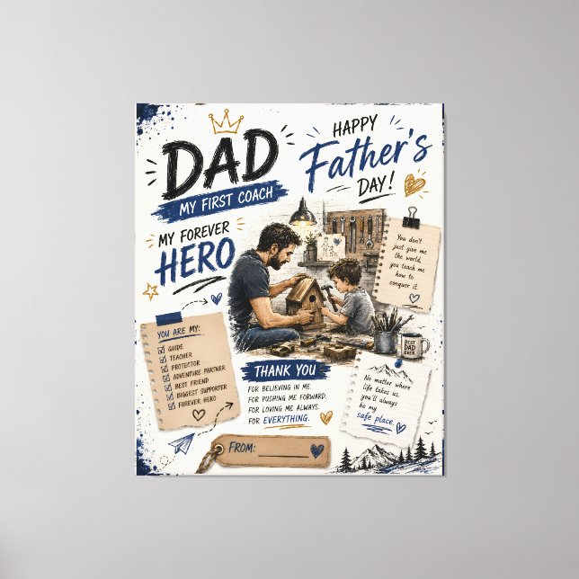 Personlig Pappa Min Första Tränare Canvas (Framsida)