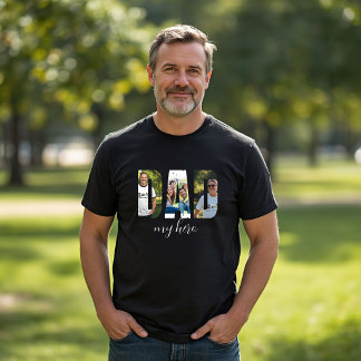 Personlig “Pappa min hjälte” svart t-shirt