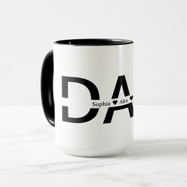 Personlig Pappa-mugg med anpassade barns namn Fars Mugg (Framsida vänster)
