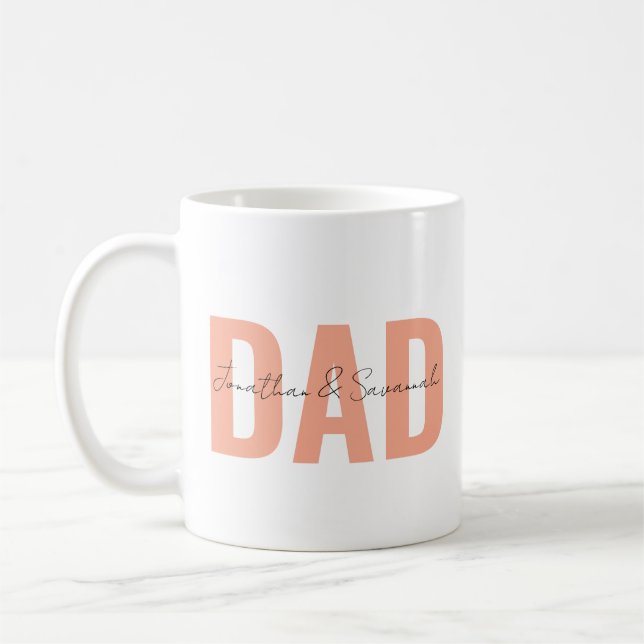 Personlig Pappa Mugg med Kids Namn ・Anpassningsbar (Vänster)