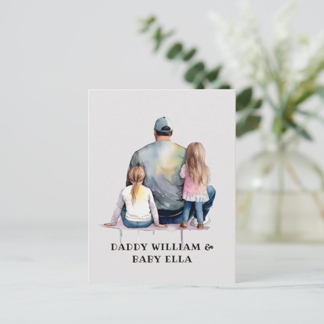 Personlig Pappa och döttrar (9) Vykort (Stående Fram)
