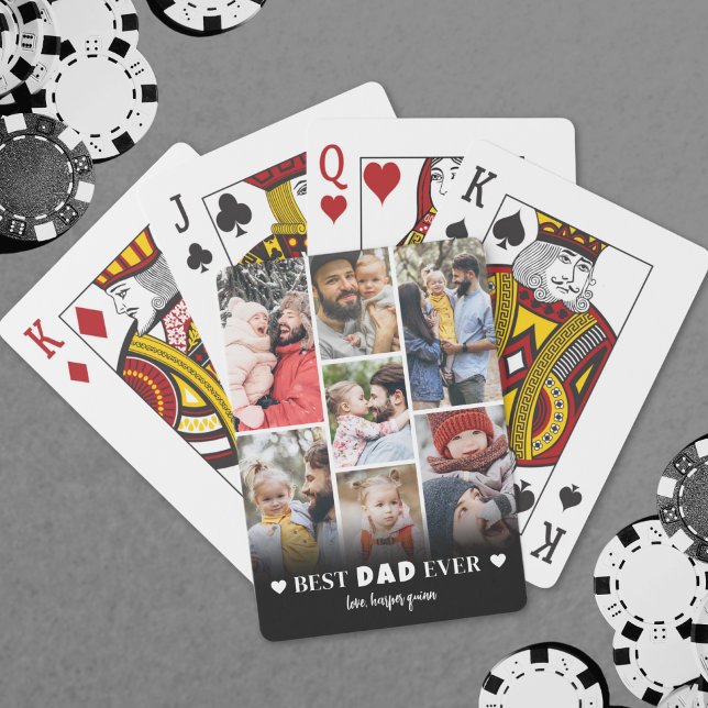 Personlig Pappa Photo Collage Casinokort (Personalized Dad Photo Collage Father Poker Cards)