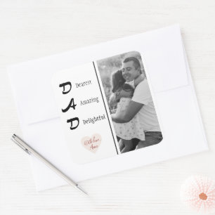 Personlig Pappa Sticker-foto   Fars dag Gift Fyrkantigt Klistermärke