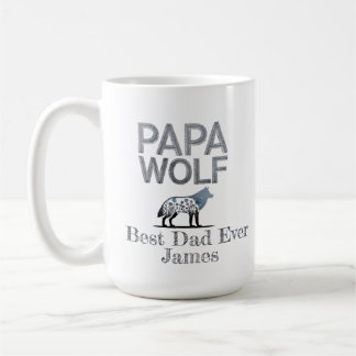 Personlig Pappa Varg Nature Silhouette Kaffemugg