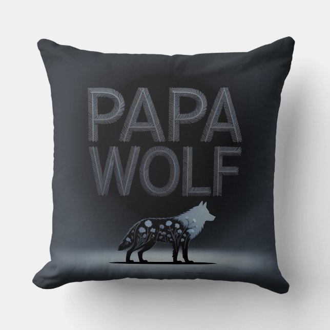 Personlig Pappa Varg Nature Silhouette Kudde (Framsida)