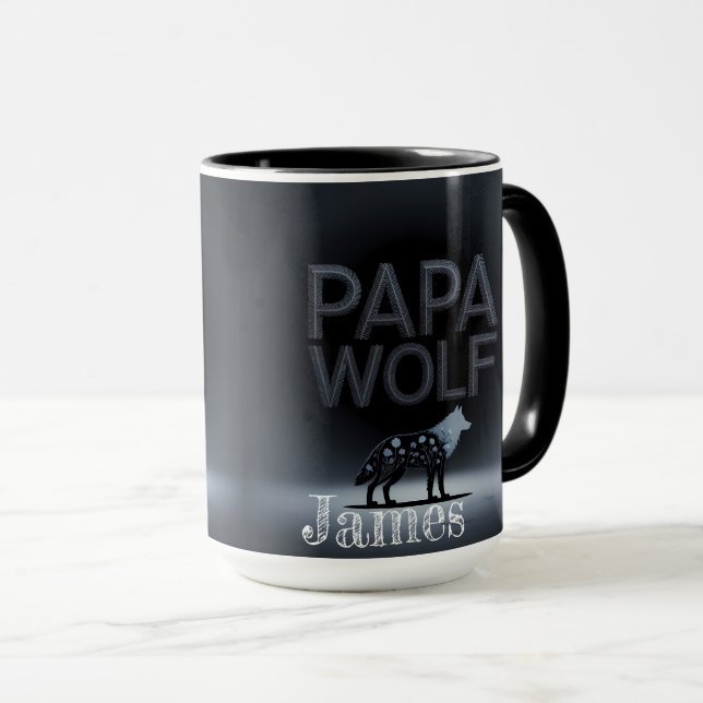 Personlig Pappa Varg Nature Silhouette Mugg (Framsida höger)