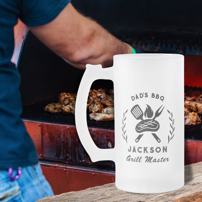 Personlig Pappas BBQ Grillmästare Frostat Ölglas (Skapare uppladdad)