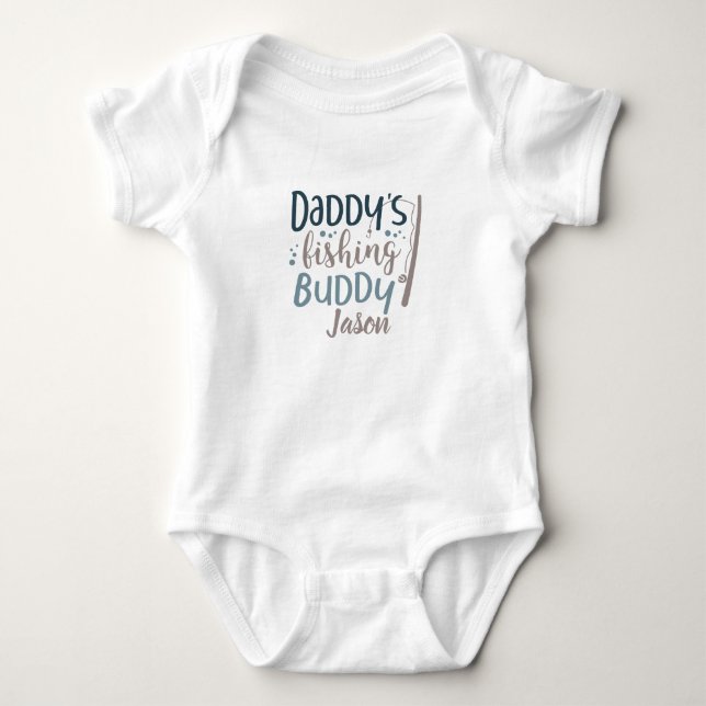 Personlig Pappa's Fishing Buddy Fishing Pole T Shirt (Framsida)