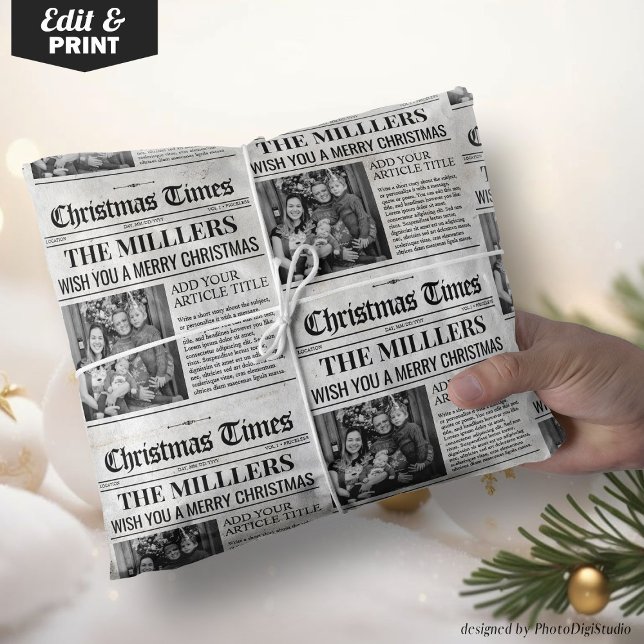Personlig Papper julomslagning Presentpapper (Personalized Newspaper Christmas Wrapping Paper)