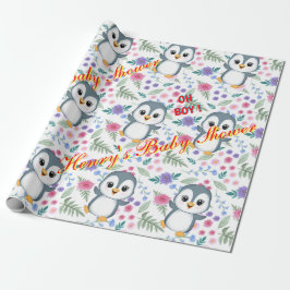 Personlig papper vit penguinomslagning presentpapper