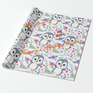 Personlig papper vit penguinomslagning presentpapper