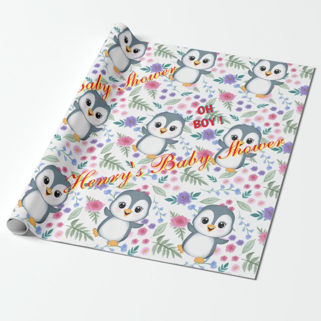 Personlig papper  vit penguinomslagning presentpapper (Utrullad)