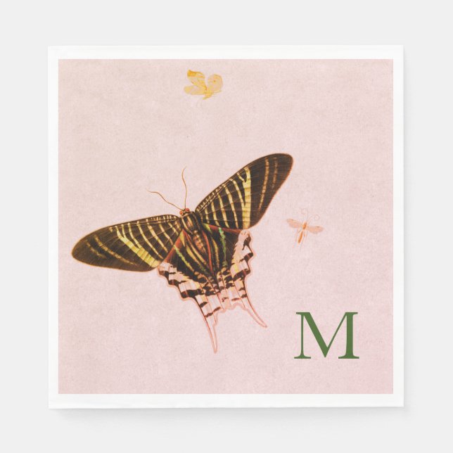 PERSONLIG PAPPERSSERVETT BUTTERFLIS I ROSA (Framsidan)