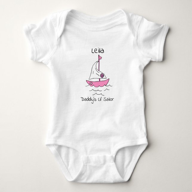 Personlig Pappor First Mate Sailboat Flicka T Shirt (Framsida)