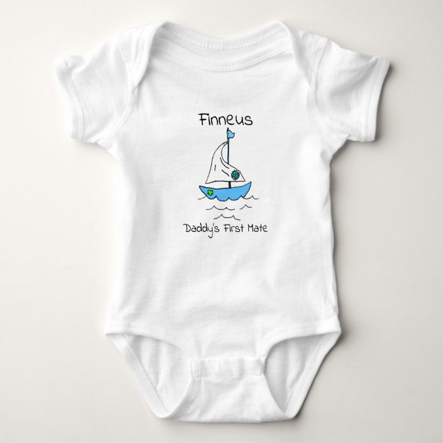 Personlig Pappor First Mate Sailboat Pojke T Shirt (Framsida)