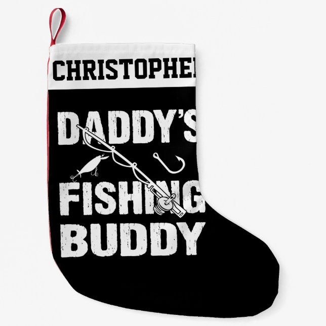 Personlig Pappor Fishing Buddy Fishermen Gift Liten Julstrumpa (Framsidan)