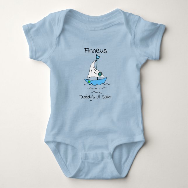 Personlig Pappor Lil'Sailship Sailboat Pojke T Shirt (Framsida)