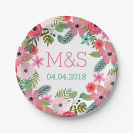 Personlig pappra tallrikar Boho blommigt hand ploc