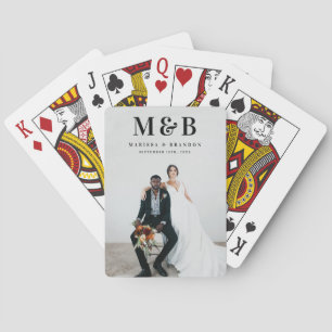 Personlig par Bröllop Monogram Photo Casinokort