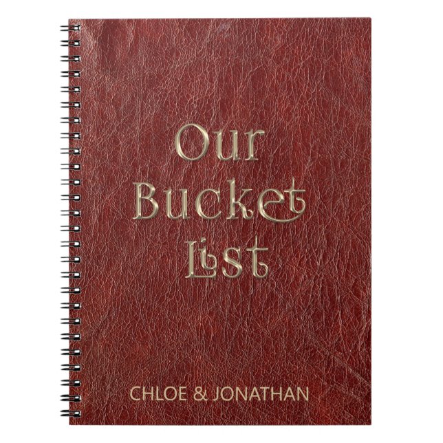 Personlig Par Bucket List Faux Leather Anteckningsbok (Framsidan)