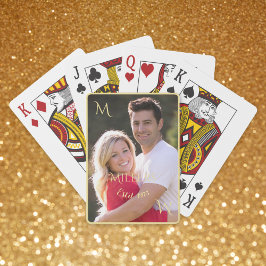 Personlig par Family Photo Guld Monogram Casinokort