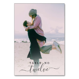 Personlig par foto Hand Lettered Bröllop Bordsnummer