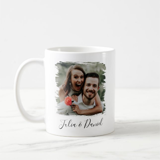 Personlig par fotohjärtans dag kaffemugg (Vänster)