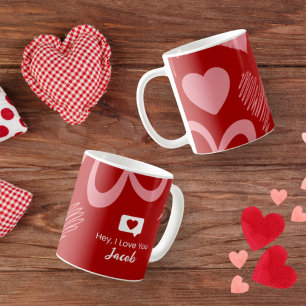 Personlig par Heart kärlek du Romantic Namn Kaffemugg