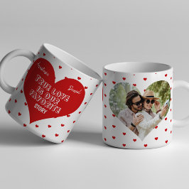 Personlig par hjärtformade fotot namn kaffemugg