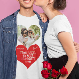Personlig par hjärtformade fotot namn t shirt