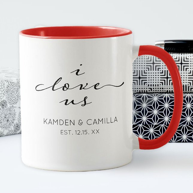 PERSONLIG PAR I KÄRLEK USA VALENTINES DAY MUGG (I love us couples Valentine's Day mug. Personalize it with your names)