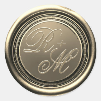 Personlig Par Monogram Guld Vax Runt Klistermärke