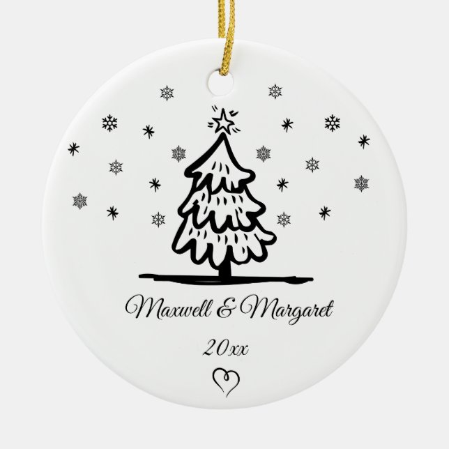 Personlig Par Namn jul för Boykompis Julgransprydnad Keramik (Framsidan)