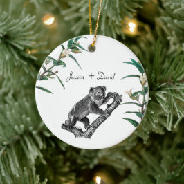 Personlig par Namn jul Koala Julgransprydnad Keramik